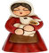 THUN - Statuina Presepe Donna con Coniglio - Decorazioni Natale Casa - Linea Presepe Classico, Variante Rossa - Ceramica - 5 x 5 x 8 h cm