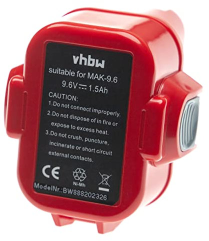 vhbw batteria sostituisce Makita 192638-6, 192596-6, 193058-7, 192697-A, 193099-3, 192595-8 per utensile elettrico (1500 mAh, NiMH, 9,6 V)