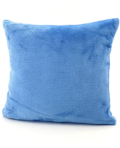 heimtexland ® Flanell Kuschel Kissen Super Soft Dekokissen Plüsch Typ380 Kissenhülle Hellblau 40x40 cm