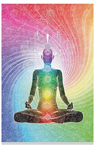 Meditations-Poster mit 7 Chakren, Yoga, Wandkunst, Leinwand-Poster, Wandkunst, Dekoration, Bild, Gemälde für Wohnzimmer, Schlafzimmer, Dekoration, ohne Rahmen, 30 x 45 cm