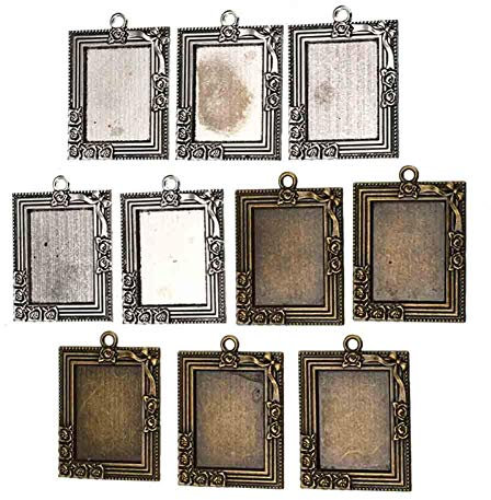 Onsinic 10 Stücke Antike Fotorahmen Hängen Dekorative Kleine Malerei Rahmen Anhänger Mini Wohnkultur, Silber