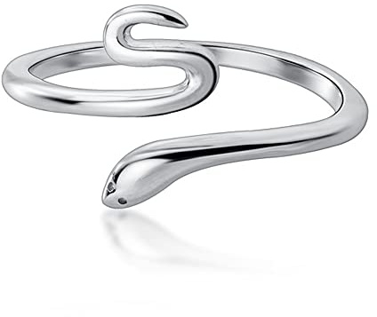 Belons Damen Ring 925 Sterling Silber Schlange Ring Offen Verstellbare Ringe für Mädchen Kinder