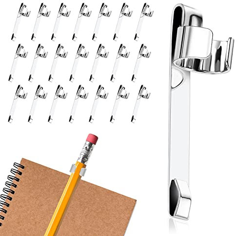 20 Stücke Metall Stift Clip mit Taschenclip, Edelstahl Stifthalter Clip für Die Meisten Stifte, Metal Pen Clips with Pocket Clip, Stiftschlaufe für Taschenstift Bleistift Markierungen Klemmmappe