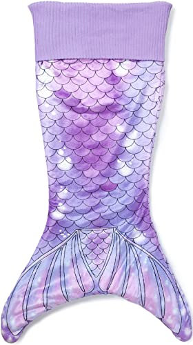 corimori – Meerjungfrau Aqua Kuschel-Decke, Flauschige Couch-Decke für Kinder, Meerjungenfrauenschwanz Schlafsack, 100 cm, lila