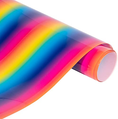 VINYL FROG Thermotransfer-Vinyl, Regenbogenfarben, 30,5 x 183 cm, HTV-Farbverlauf, Vinyl, Polyurethan, für T-Shirts oder Stoffe