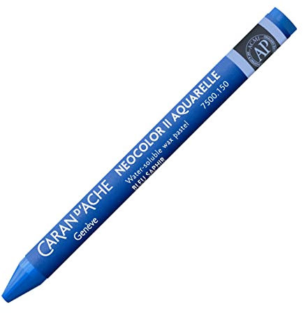 Caran d'Ache NEOCOLOR II 150 SAPHIRBLAU/SAPPHIRE BLUE (7500.150) / Pastelle 10 Stück (1er Pack)/ aus Wasservermalbarem Wachs/Für Papier Karton Glas Holz Leder Stoff Stein