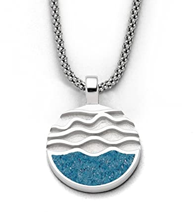 DUR Schmuck Anhänger Strandwellen blauer Steinsand, Silber 925/- rhod. (P4048)
