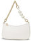 Right 20 Damen Handtasche mit Perlenkette Klein Schultertasche Weiß Damen PU Leder Umhängetasche Frau Vintage Shoulder Mini Handtasche Clutch Geldbörse Messenger Bag