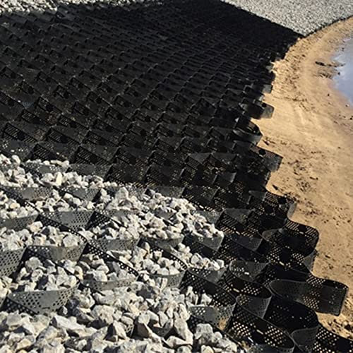 SUBBYE Kiesgitter Kiesmatten Kieswaben Kies-Zellpflastersystem Erbse, Geogrid Expansive Böden Erosionsschlammkontrolle, 5cm Geocells Bodengitter Spazierwege/Parkplätze/Garten