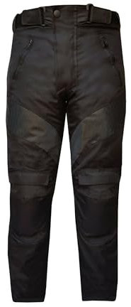warrior gears Motorcycle Cordura Mesh Waterproof Trouser Kid, Black Leather Motorbike Trousers for Kids, Boys Waterproof Trousers with CE Protective Armors, Kids Leather Pants - Black, 7-8 Years