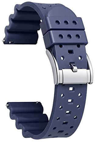 BINLUN Bracelets de Montre en Silicone Respirable Bracelets de Montre Connectée Doux à Dégagement Rapide pour Homme/Femme 6 Couleurs(Bleu,22mm)
