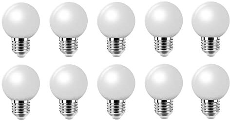 10er E27 Farbige Glühbirne, 2W G45 Farbige Glühbirnen, Globe Lichterkette bunt, Innen- Außen Lichterkette glühbirne, Weihnachtsbeleuchtung für Weihnachten Hochzeit Party Weihnachtsbaum, Warmweiß