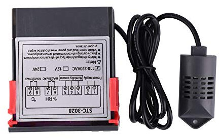 STC-3028 Control de Temperatura 12V/24V/110V /220V Pantalla Digital Controlador de Temperatura Y Humedad Medidor con Sensor Integrado(110~240 VCA)