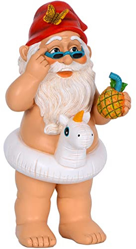 Mood Lab Gartenzwerg mit Einhorn - Lustige Zwerg Statue - 22,9 cm hohe Rasenfigur - für Outdoor oder Haus Dekor