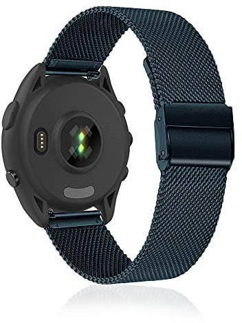 KeeFos 22mm Armband Kompatibel mit Garmin Forerunner 265/Forerunner 255/Garmin vivoactive 4, Mesh Gewebe Edelstahl Herren&Damen Metall Uhrenarmband Ersatzband für Garmin Venu 2 - Blau