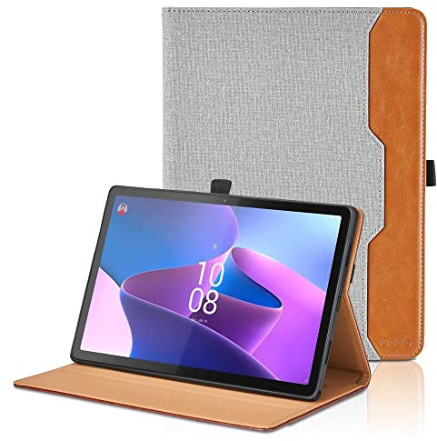 Custodia per Lenovo Tab P11 Pro 2nd 2022 11.2 pollici Pelle Tablet Case, Multi-Angli Supporto Pieghevole Cover Protettiva con Tasca, Pencil Loop, Auto Sveglia/Sonno - Grigio