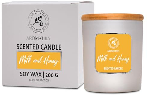Aroma Kerze Milch - Honig 200 g - Aromatherapie Sojawachs Kerzen - Kerzen für Raumduft - Kerze für Hause - Idee für Geburtstag - Duftkerze im Glas - Weihnachten
