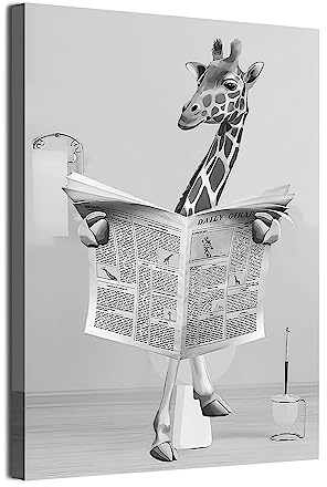 LPFNSF Badezimmer Bilder Bad Tier in der Badewanne Bild Lustige Wandkunst Drucke Leinwand Poster Dekoration des Badezimmers Ohne Rahmen. (Giraffe, 30x40cm)