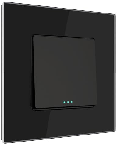 PULSAR Lichtschalter Kreuzschalter 1 Fach Glas Schalter Unterputz Schwarz Standard Kreuzschalter Einzeln Mechanischer Wandlichtschalter Unterputz Schalter