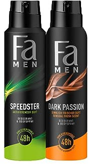 Fa Men Deodorant & Bodyspray Speedster, 1x 150ml & Fa Men Deodorant & Bodyspray Dark Passion mit sinnlich-frischem Duft, 1x 150 ml