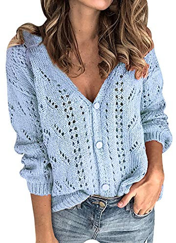 House Hold Items On Hot DealsLange Pullover Strick einreihige Knöpfe Strickjacke Brosche Silber (Light Blue, XXL)