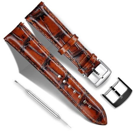 RBIPO 16mm Leder Uhrenarmband Alligator Narbe Schnellspanner Ersatz Uhrenarmband für Männer und Frauen