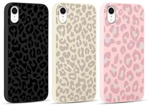 Yoedge 3 Stück Handyhülle für iPhone XR Hülle 6,1, Leopard Muster Design Frauen Mädchen Aesthetic Handyhülle Dünn Weich Schlanke Silikon TPU Flexible Stoßfest Schutzhülle für iPhone XR