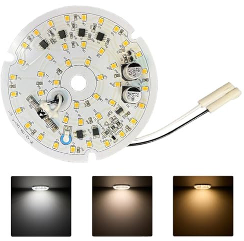 Fiorky 18W 1530LM Motor de luz LED redondo regulable 3000K/4000K/6500K Luz empotrada en el techo Kit de luz LED para ventilador de techo de 3,94 pulgadas Panel de repuesto (18W), 1nh2yh0pv6bb7sw5jf1