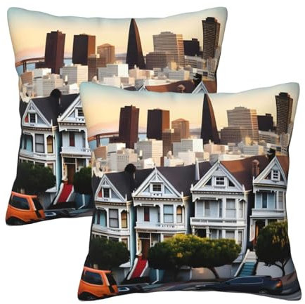 WURTON San Francisco Dekokissenbezüge, Couch-Kissenbezüge, Reißverschluss, Bettwäsche für Zuhause
