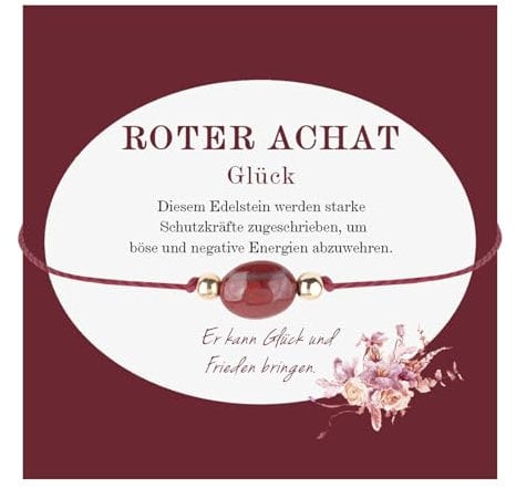 Roter Achat Armband für Frauen, Handgefertigt Edelstein Glücksarmband mit Goldperlen kommt mit Geschenk-Box für Freundinnen Freundschaft Armband Mutmacher Geschenk für Frauen