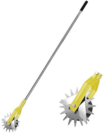 BARAYSTUS Outil de bordure rotatif à roues, coupe-bordure de gazon, bordure de gazon manuelle, poignée solide en acier inoxydable 3 sections avec poignée rembourrée, 147 cm