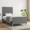 THOYTOUI Bettgestell, Polsterbett Betten Seniorenbett Tagesbett Geeignet für Wohnung Hotel Schlafzimmer Gästezimmer mit Kopfteil Dunkelgrau 80x200 cm Stoff