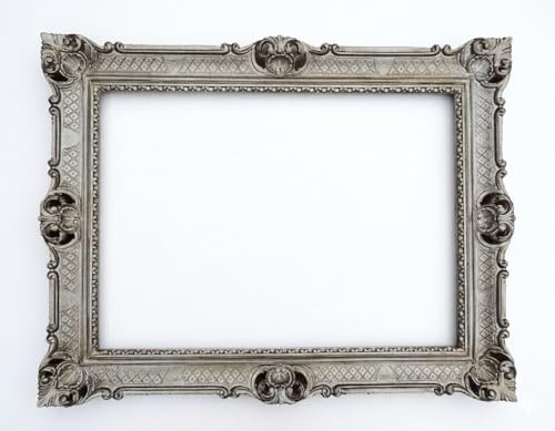 Generisch Cadre photo baroque doré - 50 x 70 cm - Cadre photo antique - 70 x 90 cm - Cadre pour peinture de mariage - Tableau publicitaire (argent antique)