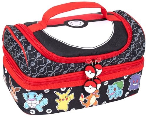 Pokémon Multi-Compartment Lunch Bag for Kids School Thermal Insulated Double Decker Food Carier for Boys