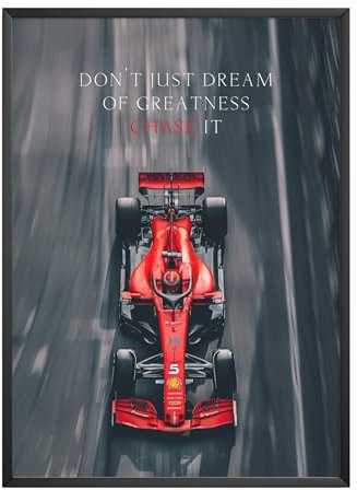 MJ-GRAPHICS® Motivationsbilder Formel 1 A4 Büro Motivation Motorsport F1 Ferrari Rennsport Mood Poster Wohnzimmer Motivation Affirmationen Kleiderraum ohne Rahmen
