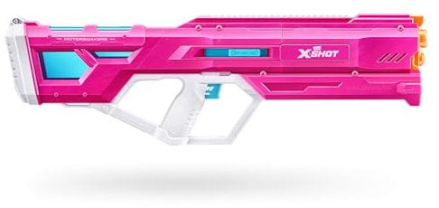 XSHOT Water Mega Pulse Motor Soaker Pink Skin von ZURU, motorisierter Wasserblaster, 1100ml Fassungsvermögen, 9m Reichweite, innerhalb von 1 Sekunde mit Wasser befüllt, mit wiederaufladbarer Batterie