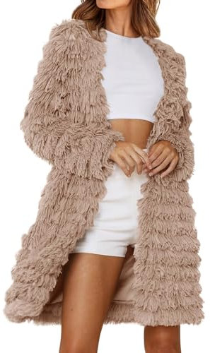 Generico Lampo del Giorno A Tempo Completo Donna Elegante Giacche finte Invernali da Donna 2023 Capispalla con Cappotto Lungo a Pelo Lungo Lampo del Giorno 1 Euro A Tempo