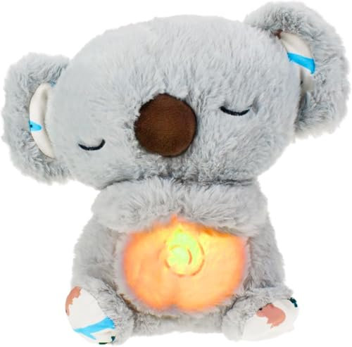ZBATHTOY Schlummer KoalaKuscheltier Schlummer Otter Schlummer Koala mit Herzschlag, Otter Kuscheltier mit Atembewegung und Musik AnixetyKoala Teddy for Baby Toddler (Grey)