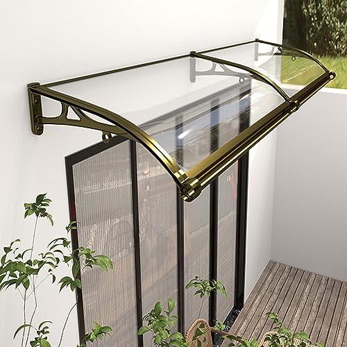 Aluminium Front Door Canopy,Outdoor Awning Rain Shelter with Transparent Polycarbonate Soundproofing Door Awning Porch Awning Rain Snow Protection Rain Shelter (60X450cm/24inX177in,60cm)