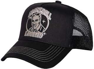 King Kerosin Herren Trucker Cap Gebogener Fester Schirm Stickerei Rock'n'roll 50S Legend Artist Künstler Kappe Vintage Retro Mesh Snapback Elvis Rock'n'roll Legend