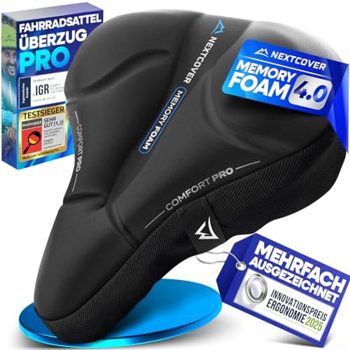 NEXTCOVER® Fahrradsattel Überzug CoverPro mit [Memory Foam 4.0] - Ergonomischer Gel Sattelbezug Fahrrad - Sattelüberzug gepolstert I Fahrradsitz Polster für Damen & Herren City