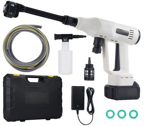 Mulcort Cordless Pressure Washer 100 PSI with Rechargeable 4.0Ah Battery 6 in 1 Nozzle, 3 Speed Adjustment LCD Touch Screen, Handheld Electric Car Washer for Garden Watering Car Home Cleaning