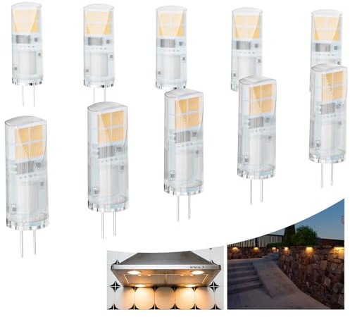 Noobibaba G4 LED Warmweiß 2W Leuchtmittel LED G4 2700K Warmweiss 10er-Pack | 230lm, G4 12V 20W Halogen Ersatz, Nicht Dimmbar, LED G4 12V für Stehlampe Dekoleuchte Partybeleuchtung