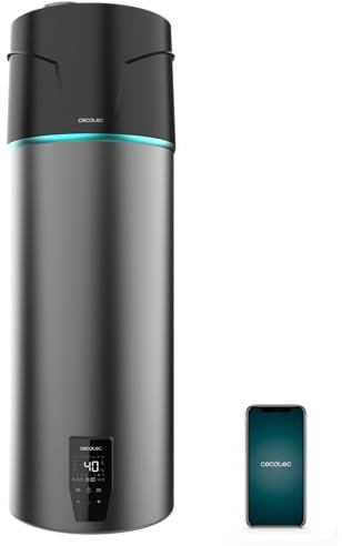 Cecotec Termo con Aerotermia de 120L, Calentador de Agua AeroThermal 120 Water Connected. Energía Sostenible, Bajo Consumo, Pantalla Táctil, Control por APP, R290, Temperatura hasta 75ºC