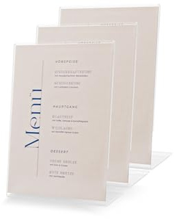 EH Design A3 Acryl Aufsteller 3 Stück – Kristallklarer Tischaufsteller – L-Ständer mit polierten Kanten – Für Gastronomie, Büro, Hochzeit & mehr – Made in DE