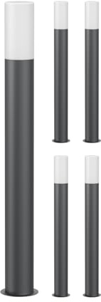 ledscom.de 5x Wegelicht/Pollerleuchte GROPO für außen mit Premium Echtglashaube – UV-beständig, kein Vergilben, IP44, 90 cm, anthrazit 1x E27 max. 40W