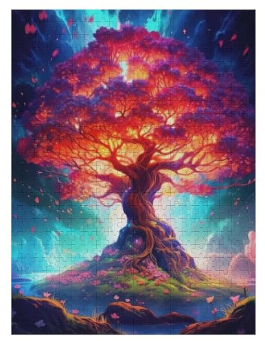 Cosmic Tree of Life-Puzzlespiel Aus Holz, 500 Puzzleteile, Puzzle Für Teenager Und Erwachsene, Kreatives Spielzeug, Puzzles, 55×41cm