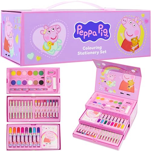 Peppa Wutz Malset & Bastelset für Kinder, Mädchen Geschenk, Malkoffer zum Basteln, abwaschbar ungiftig, 3-6 Jahre