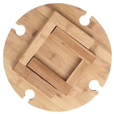 HOODANCOS Table Pliante Camping Portable Bois, Mini Table de Plage Porte-Bouteilles de Vin, Bureau Pliant D'extérieur Compact et Léger Barbecue, Pique-niques et Plage
