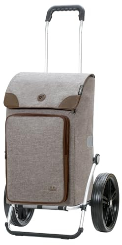 ANDERSEN Einkaufstrolley - Royal Shopper Holk grau | mit Kugellagerrädern, große Räder, 29 cm, aus Alu, bis 50 kg - Tasche mit Thermofach, Fronttasche, Innenfach, 45 L